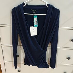41 Hawthorn Navy Blue Wrap Top Size Small